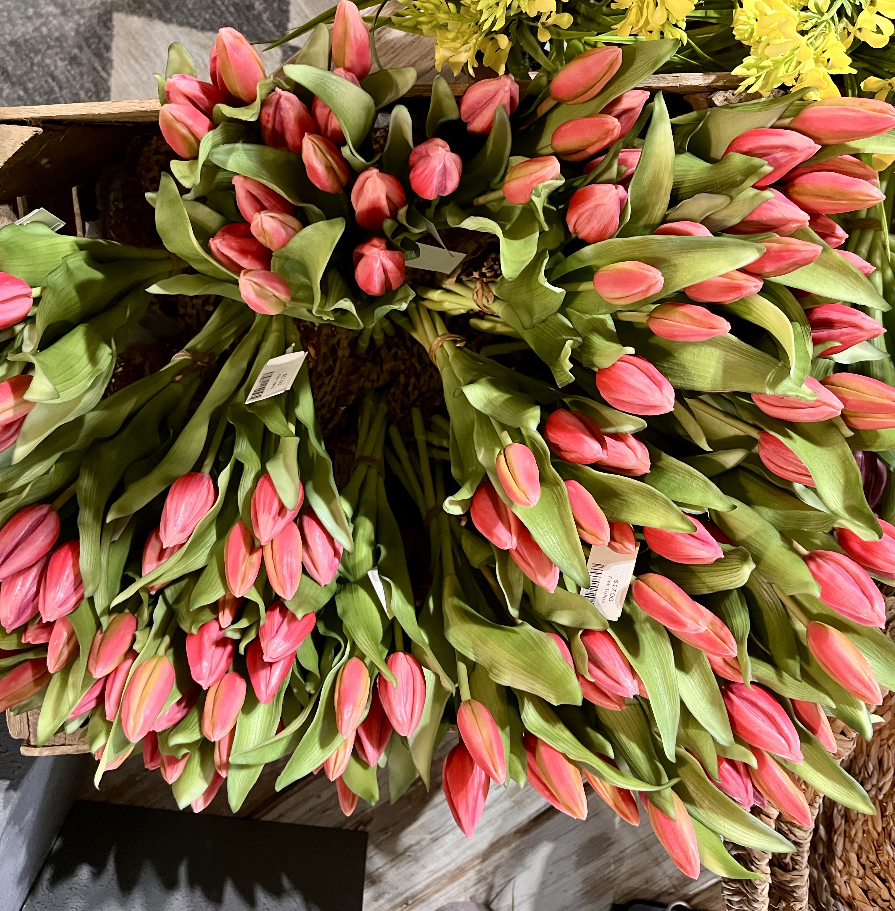 Fresh tulips and seasonal stems at Millie's